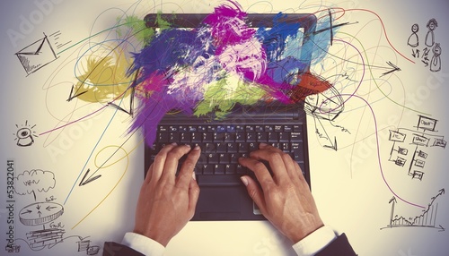 Photo: Multitasking businesswoman at work Multitasking businesswoman at work