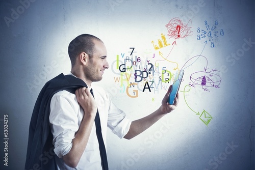 Photo: Businessman and internet concept Businessman and internet concept