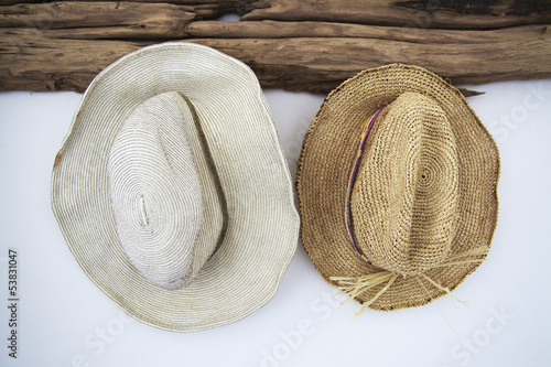 Photo: Close-up of two sunhats Close-up of two sunhats