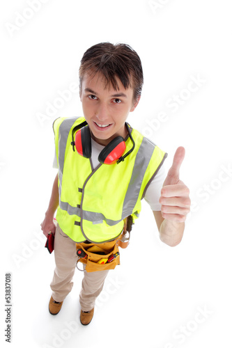 Photo: Apprentice builder thumbs up Apprentice builder thumbs up
