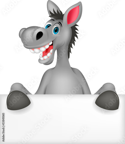 Vector: Donkey cartoon with blank sign Donkey cartoon with blank sign