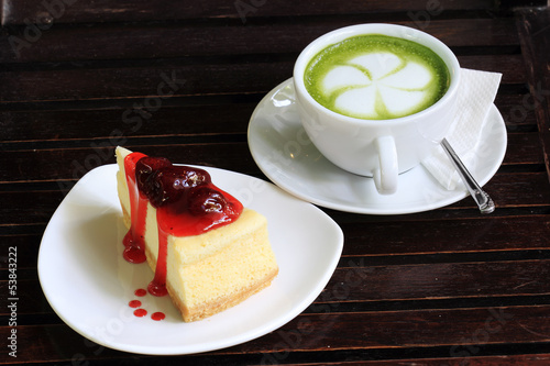 Photo: Strawberry cheese cake and Latte greentea Strawberry cheese cake and Latte greentea