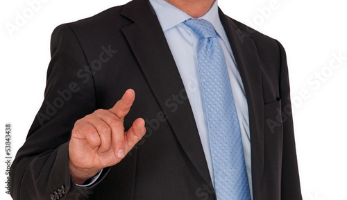 Photo: Man with Touchscreen - white background Man with Touchscreen - white background