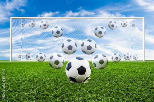 Photo: soccer ball line to goal soccer ball line to goal