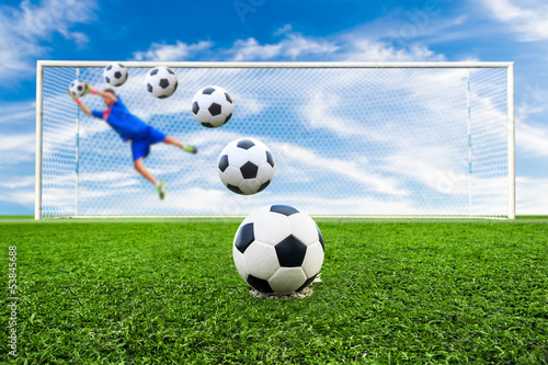 Photo: soccer ball line to goal soccer ball line to goal