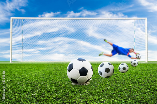 Photo: soccer ball line to goal soccer ball line to goal