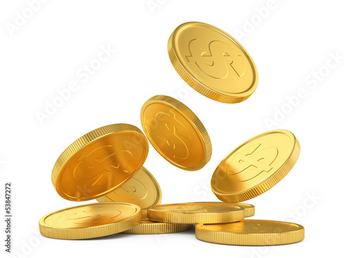 Illustration: golden falling coins golden falling coins