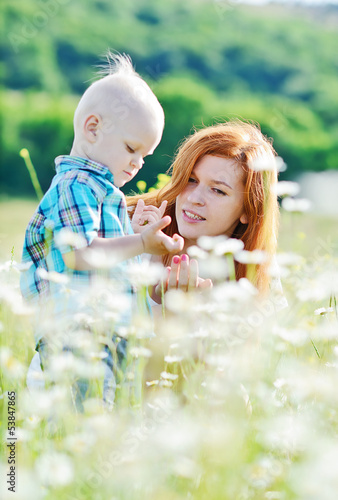 Photo: mother and son in field mother and son in field