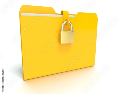 Illustration: Security lock in front a Folder Security lock in front a Folder