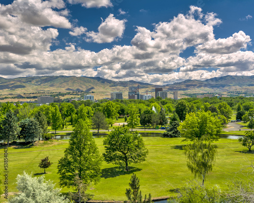 Photo: City park in Boise Idaho with the city and mountains City park in Boise Idaho with the city and mountains