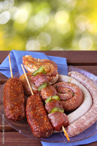 Photo: schaschlik, grillwürste, hackspiesse und bauchspeck schaschlik, grillwürste, hackspiesse und bauchspeck