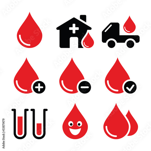 Vector: Blood donation vector icons set Blood donation vector icons set