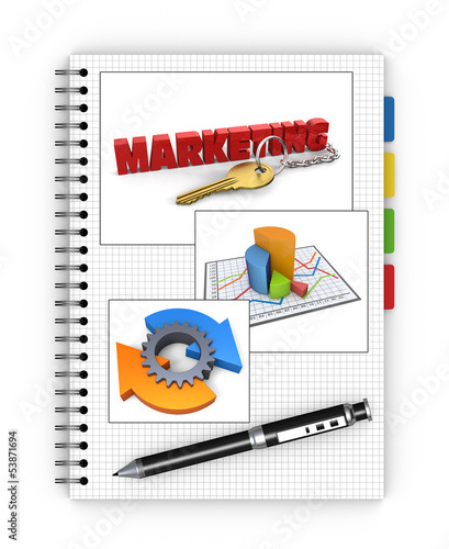 Illustration: Realistic spiral notebook and detailed pen Realistic spiral notebook and detailed pen