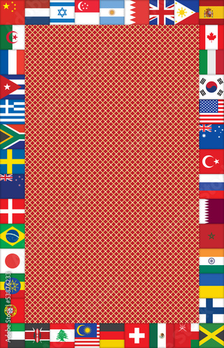 Vector: abstract grating background with frame made of flag icons abstract grating background with frame made of flag icons
