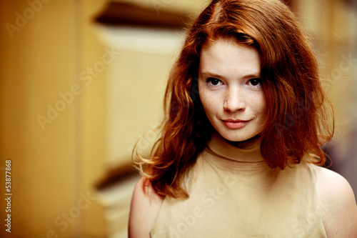 Photo: Portrait of a beautiful girl with freckles Portrait of a beautiful girl with freckles