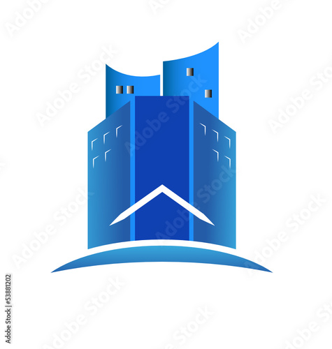 Vector: Modern blue buildings real estate logo vector Modern blue buildings real estate logo vector