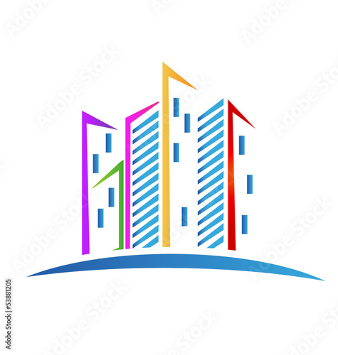Vector: Modern skyscrapers colorful logo vector Modern skyscrapers colorful logo vector