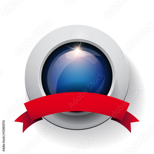 Vector: Vector button with red ribbon Vector button with red ribbon