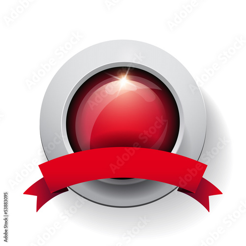 Vector: Vector button with red ribbon Vector button with red ribbon