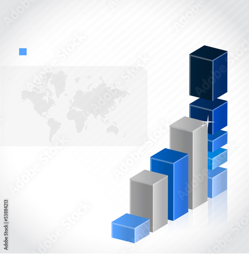 Illustration: graph chart background with a world map graph chart background with a world map