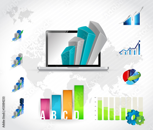 Illustration: laptop technology infographic chart laptop technology infographic chart