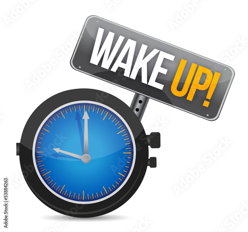Illustration: clock with the text wake up illustration clock with the text wake up illustration
