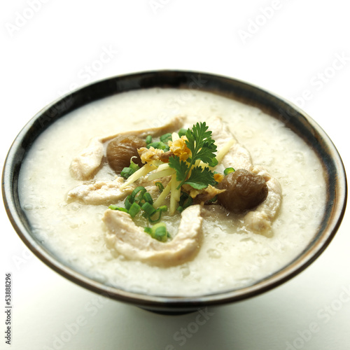 Photo: rice gruel with chicken mixed rice gruel with chicken mixed