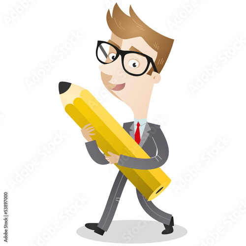 Vector: Businessman, pencil, walking, author Businessman, pencil, walking, author