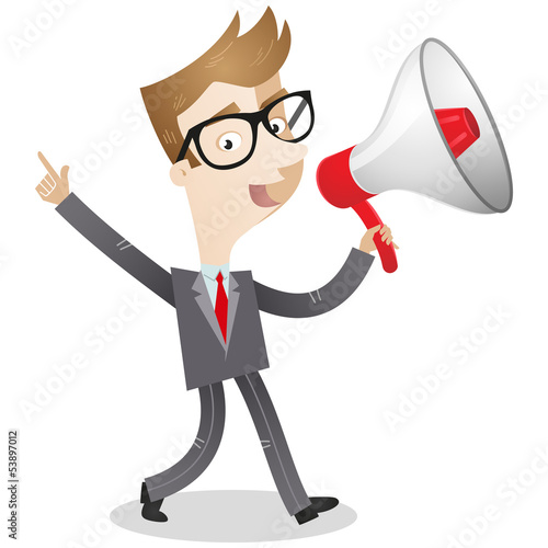 Vector: Businessman, megaphone, announcement, walking Businessman, megaphone, announcement, walking
