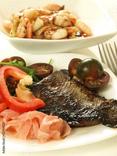 Photo: Salmon with marinated ginger Salmon with marinated ginger