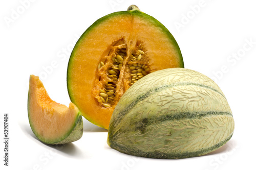 Photo: charentais melon sliced in 3 charentais melon sliced in 3
