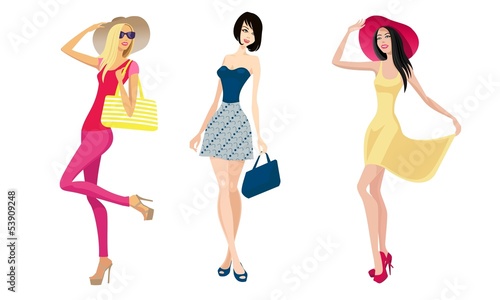 Vector: beautiful shopping women beautiful shopping women