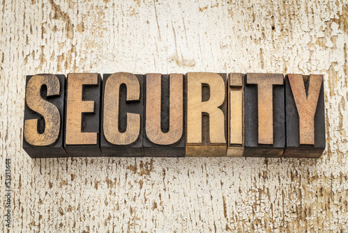 Photo: security word in wood type security word in wood type