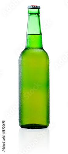 Photo: Green Beer Bottle with Condensation isolated on white background Green Beer Bottle with Condensation isolated on white background