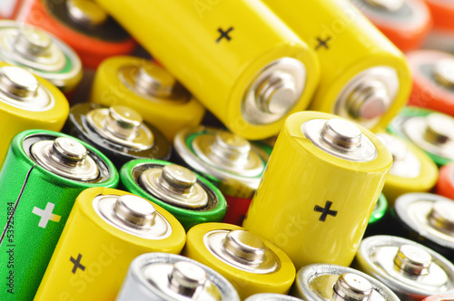 Photo: Composition with alkaline batteries. Chemical waste Composition with alkaline batteries. Chemical waste