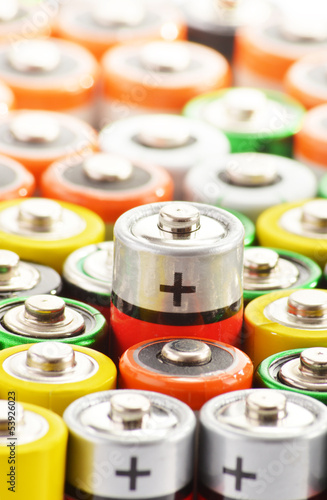 Photo: Composition with alkaline batteries. Chemical waste Composition with alkaline batteries. Chemical waste