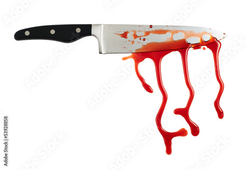 Photo: Chef's steel knife with a blood stains Chef's steel knife with a blood stains