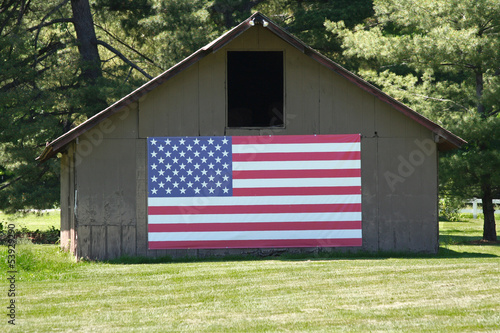 Photo: Old Barn with Big American Flag Old Barn with Big American Flag