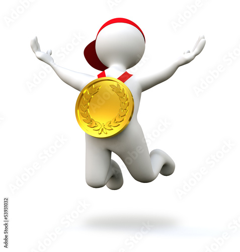 Illustration: 3D Man gold medal 3D Man gold medal