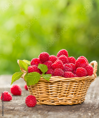 Photo: Fresh raspberry in the basket Fresh raspberry in the basket
