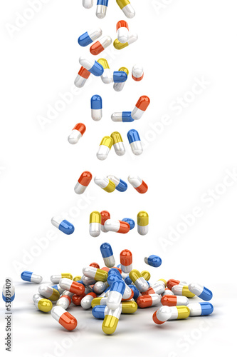 Illustration: Pills falling Pills falling
