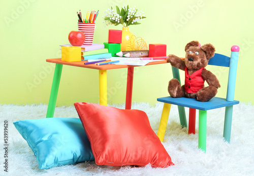 Photo: Modern child's room with equipment and toys Modern child's room with equipment and toys