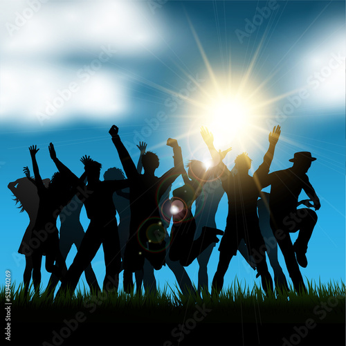 Vector: People partying outside People partying outside