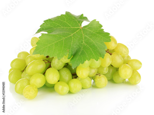 Photo: Ripe delicious grapes isolated on white Ripe delicious grapes isolated on white