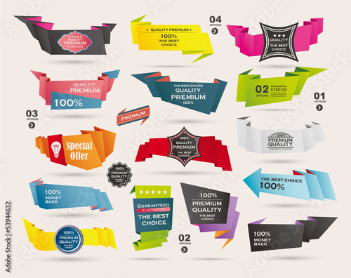 Vector: Set of Retro ribbons and labels ,Origami banners Set of Retro ribbons and labels ,Origami banners