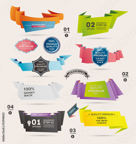 Vector: Set of Retro ribbons and labels ,Origami banners Set of Retro ribbons and labels ,Origami banners