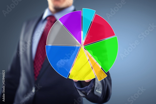 Photo: Mann mit Tortendiagramm Mann mit Tortendiagramm