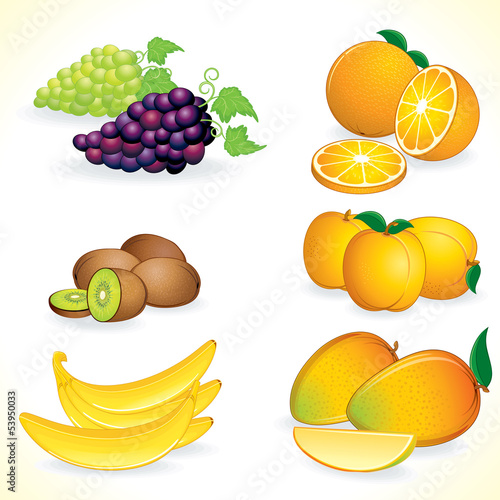 Illustration: Ripe Juicy Tropical Fruits Ripe Juicy Tropical Fruits