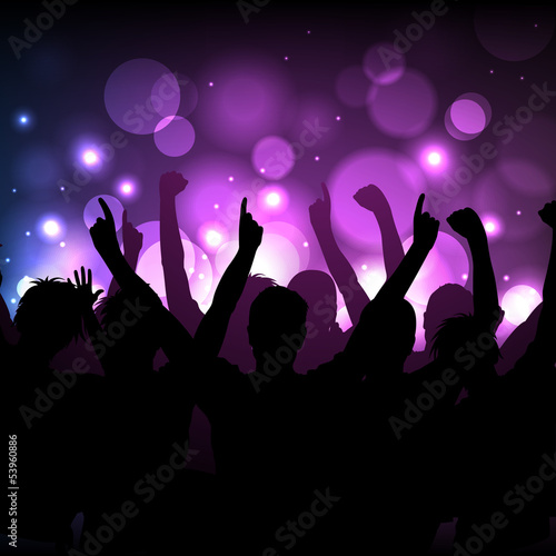 Vector: Vector background - cheering crowd at a concert or in a club Vector background - cheering crowd at a concert or in a club