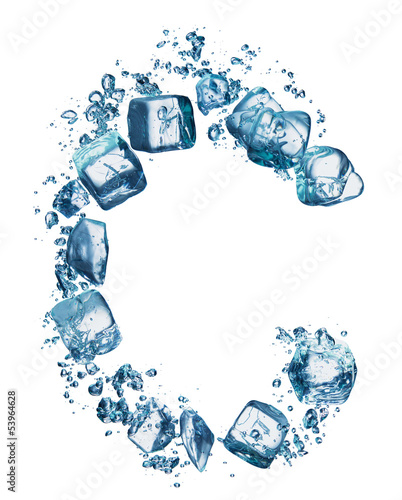 Photo: bubbles with ice alphabet isolated on white bubbles with ice alphabet isolated on white